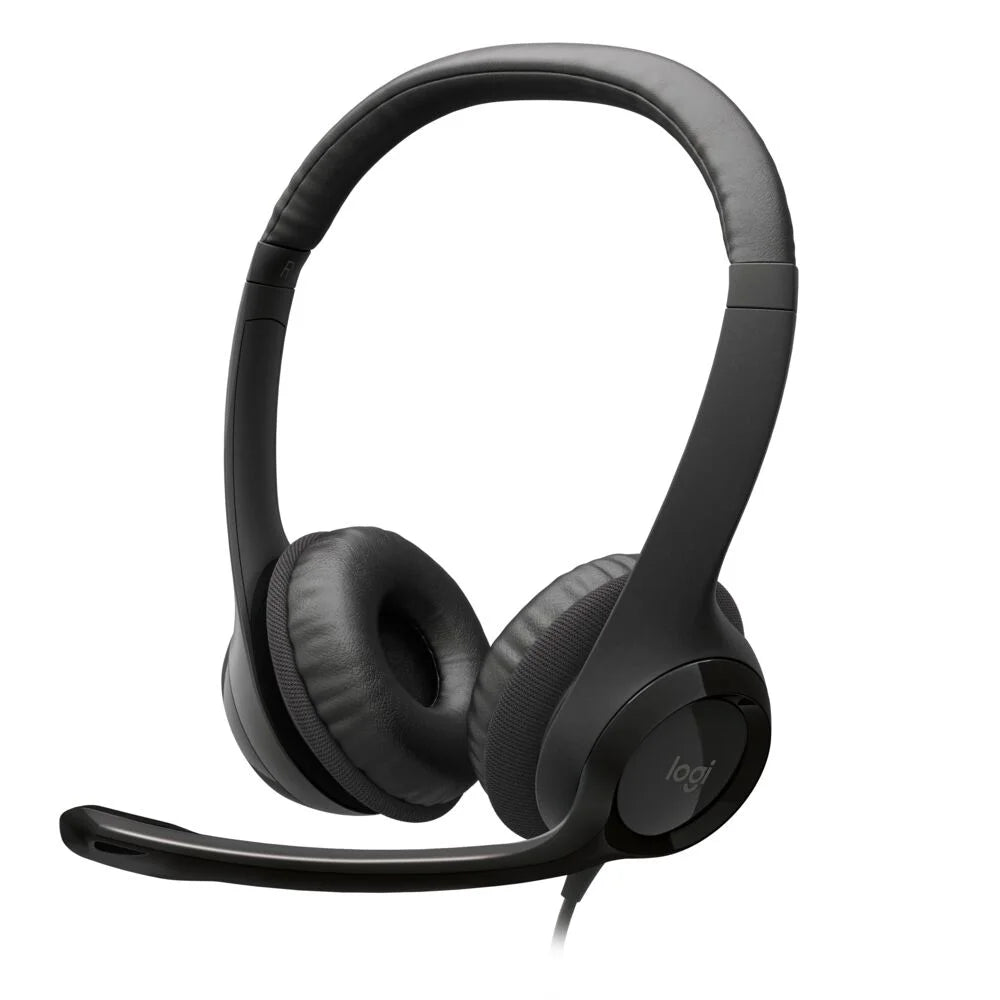Logitech H390 Wired USB Headset, Stereo Headphones with Noise-Cancelling Microphone, USB, In-Line Controls, PC/Mac/Laptop, Black (981-000310)