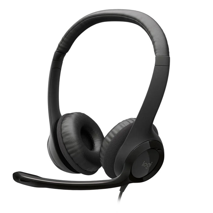 Logitech H390 Wired USB Headset, Stereo Headphones with Noise-Cancelling Microphone, USB, In-Line Controls, PC/Mac/Laptop, Black (981-000310)