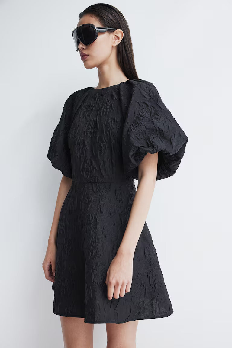 H&M Jacquard-weave Tie-back Dress