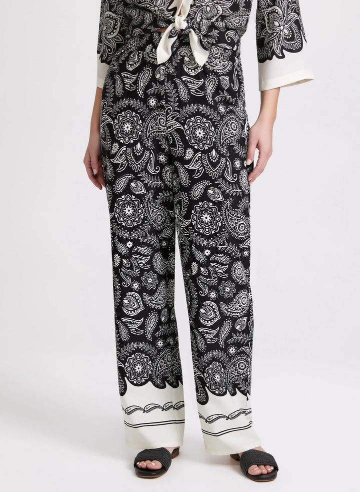LAURA Olivia Contrast Paisley Wide-Leg Pants