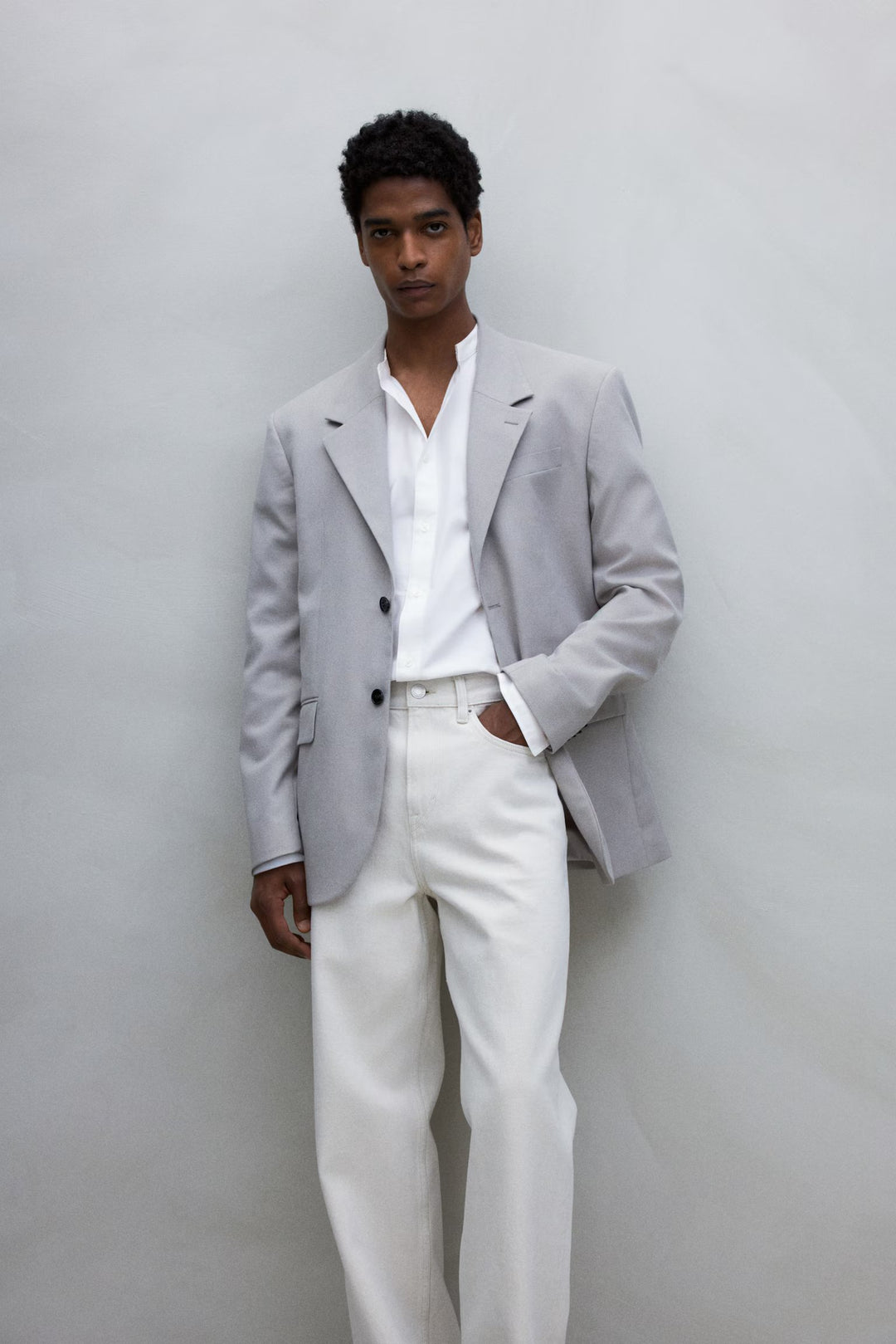 H&M Regular Fit Band-Collar Shirt