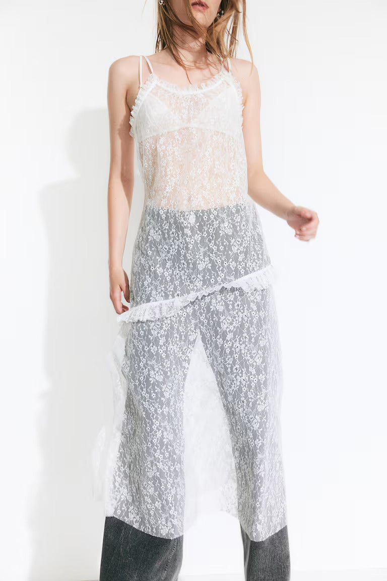 H&M Ruffle-trimmed Lace Dress