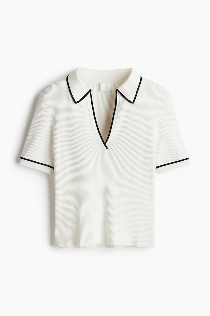 H&M RIB-KNIT POLO SHIRT
