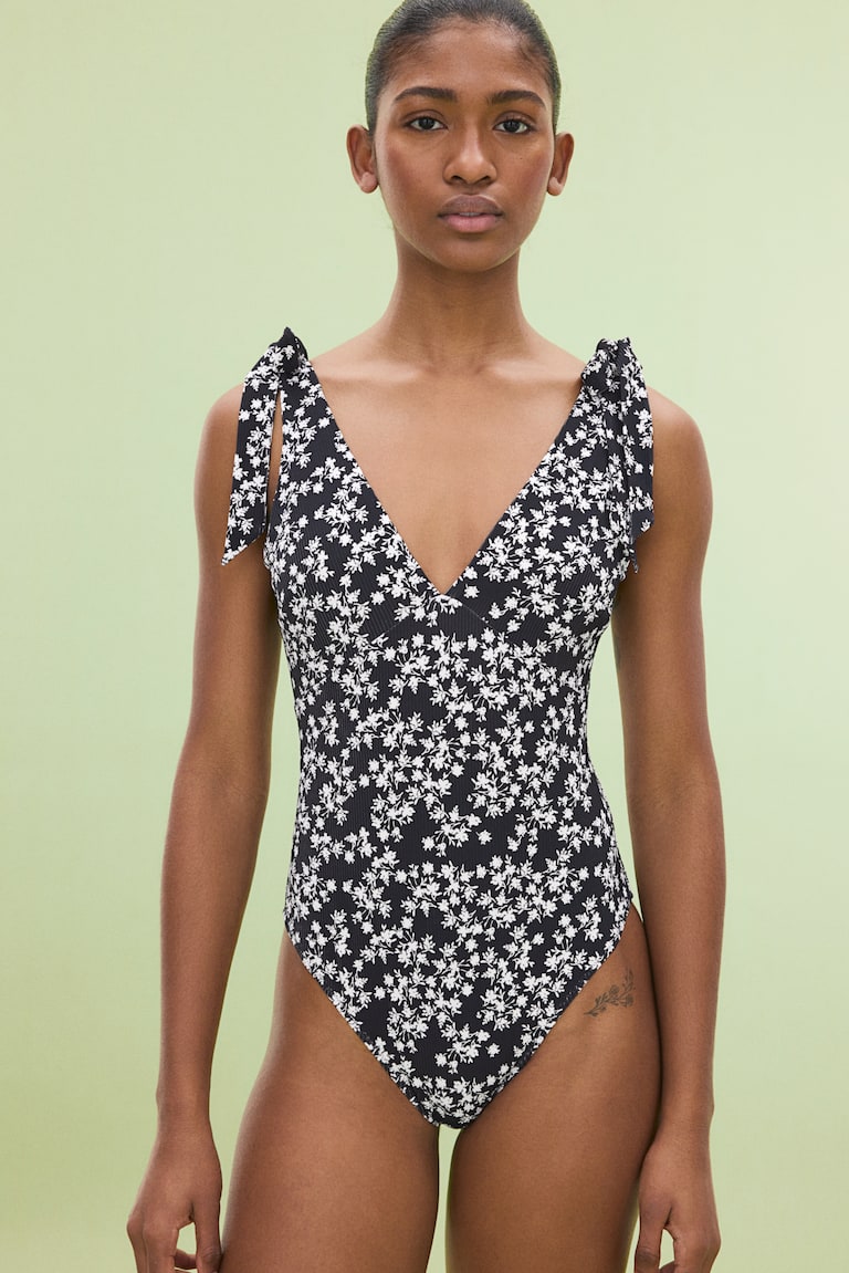 H&M Padded-Cup High-Leg Swimsuit