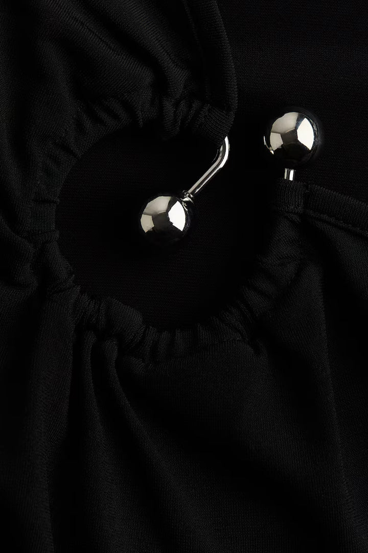 H&M DRAPED-DETAIL JERSEY TOP