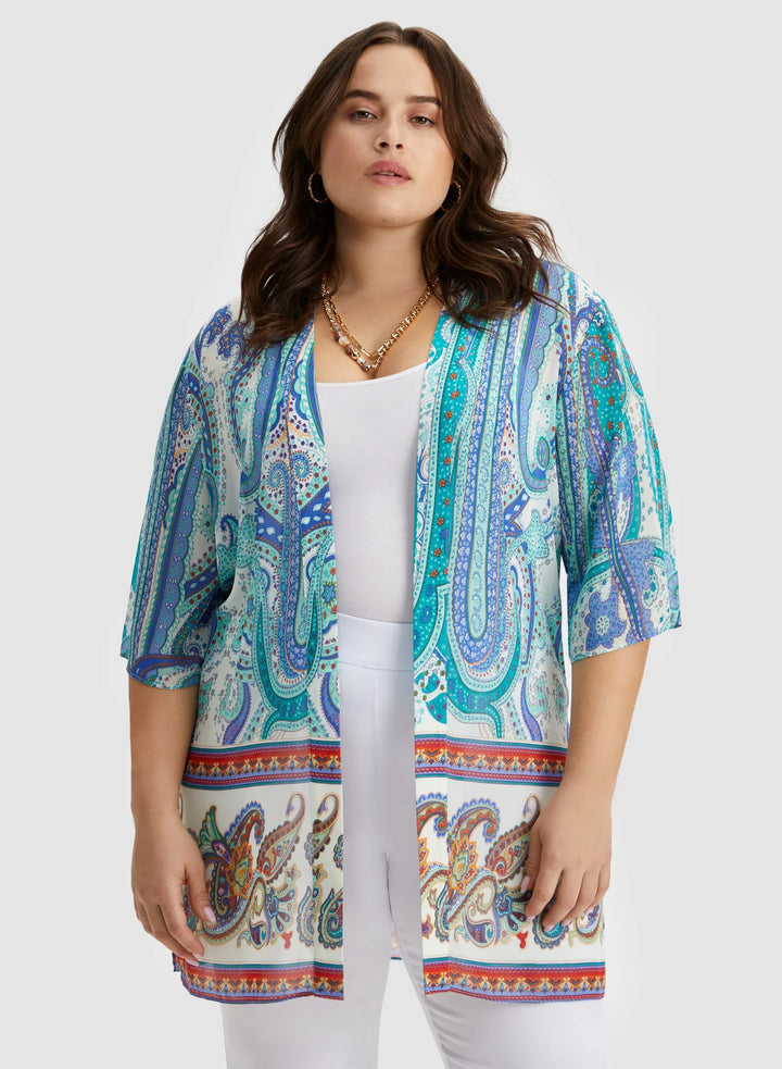 LAURA Paisley Print Open Front Tunic