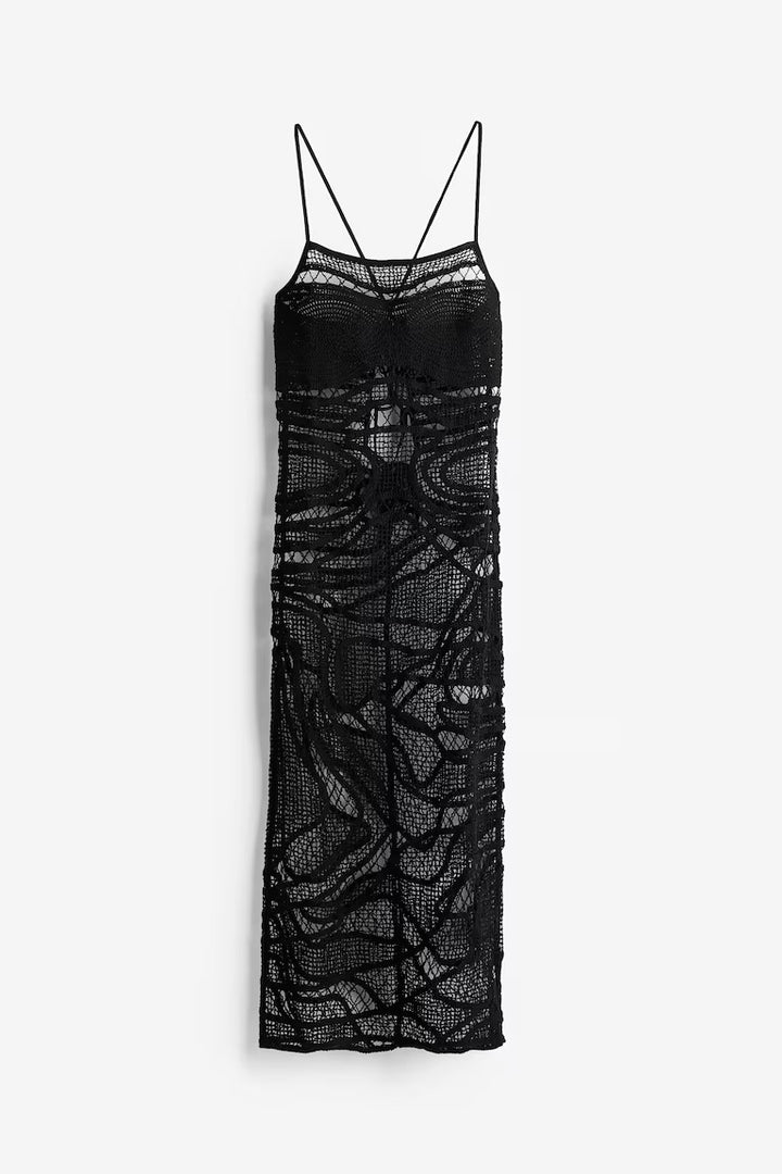 H&M Tie-detail Crochet-look Dress
