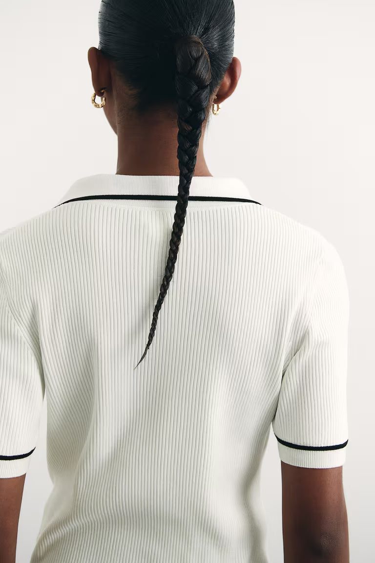H&M RIB-KNIT POLO SHIRT
