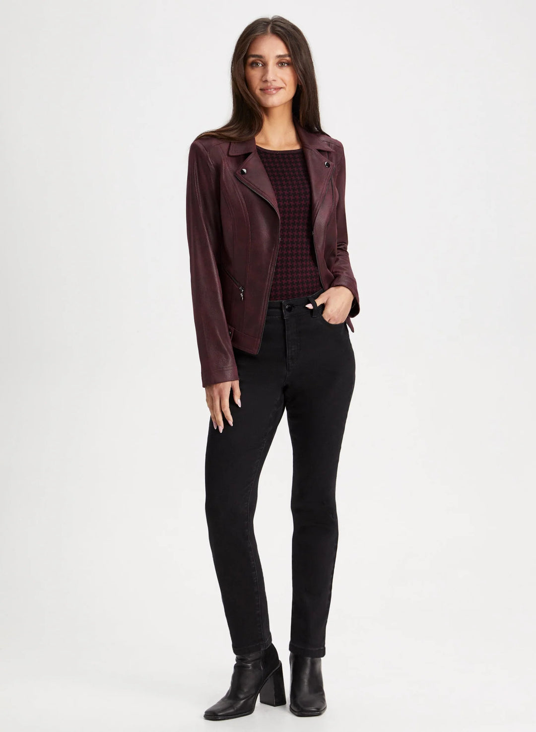 LAURA Snap Detail Faux Suede Jacket