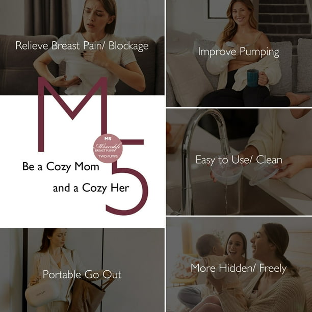 Momcozy M5 Hands Free Breast Pump, Wearable Breast Pump with 3 Modes & 9 Levels