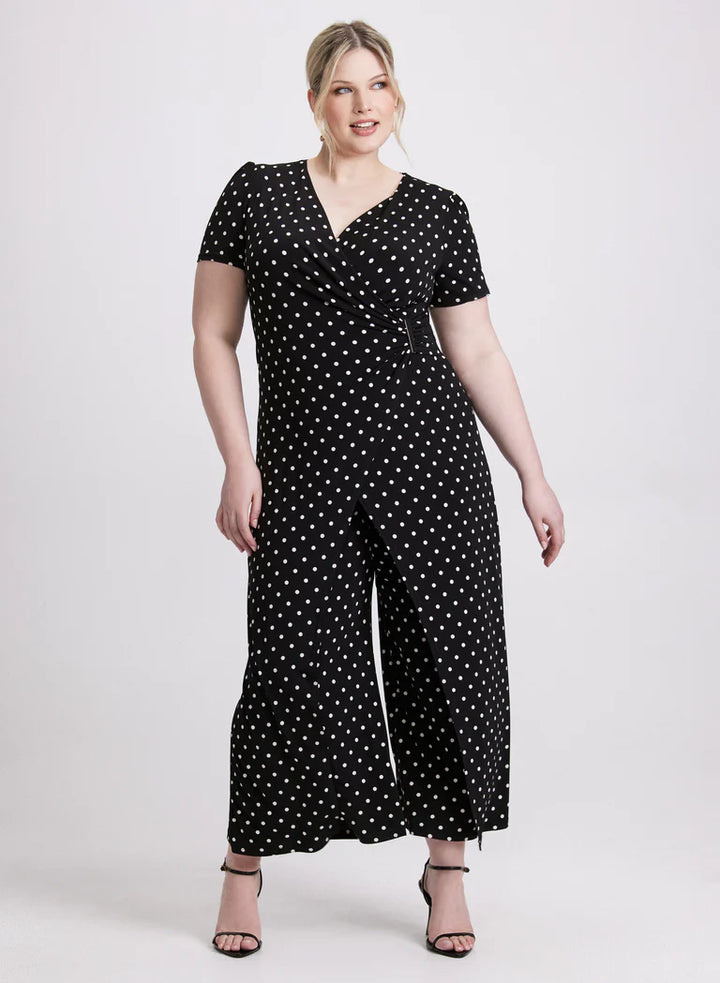 LAURA Joseph Ribkoff - Wrap-Over Polka Dot Jumpsuit