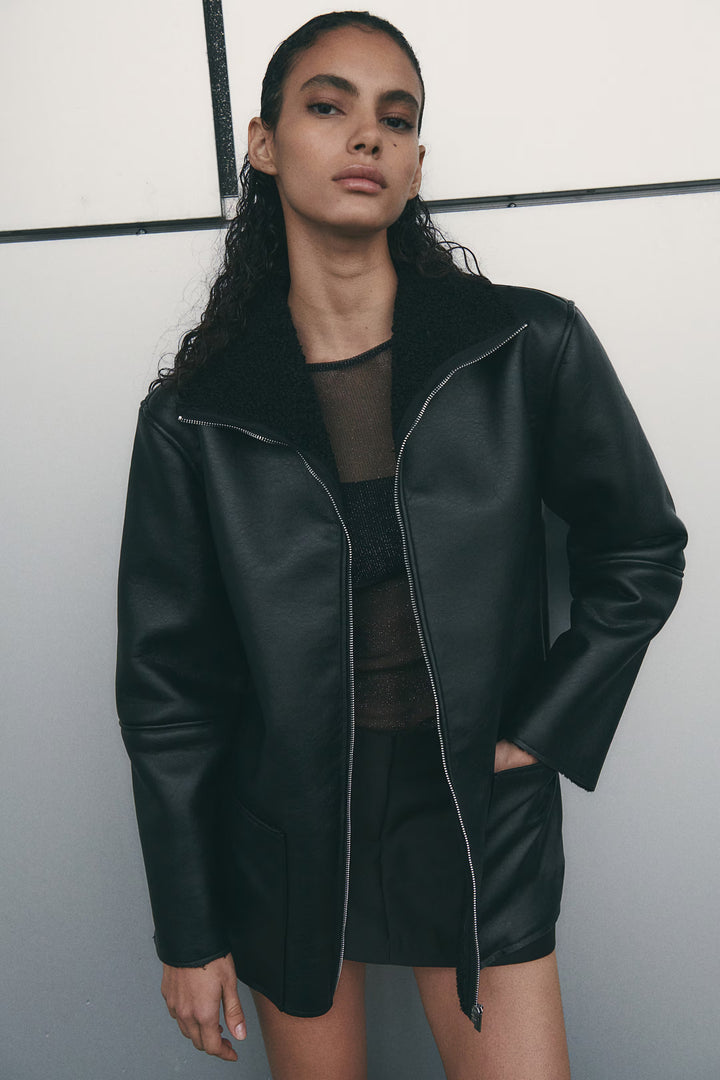 H&M Teddy Fleece-Lined Coated Jacket