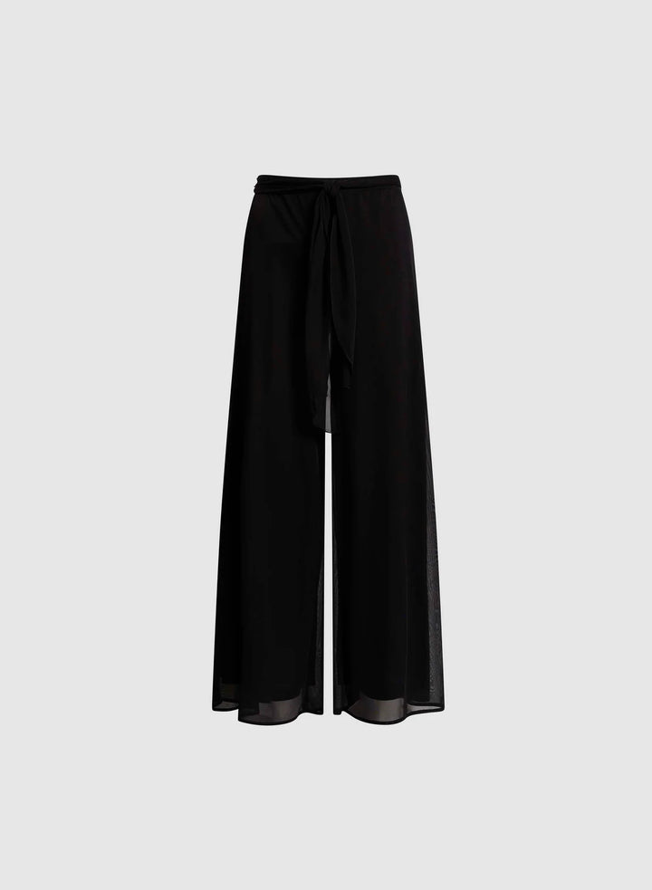 LAURA Olivia Mesh Overlay Wide-Leg Pants - Regular