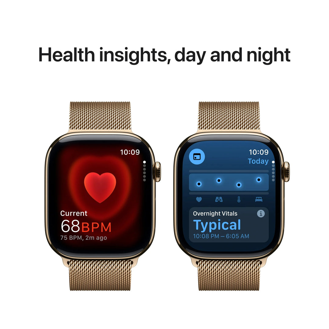 Apple Watch Series 10 GPS + Cellular 46mm Gold Titanium Case with Gold Milanese Loop - M/L