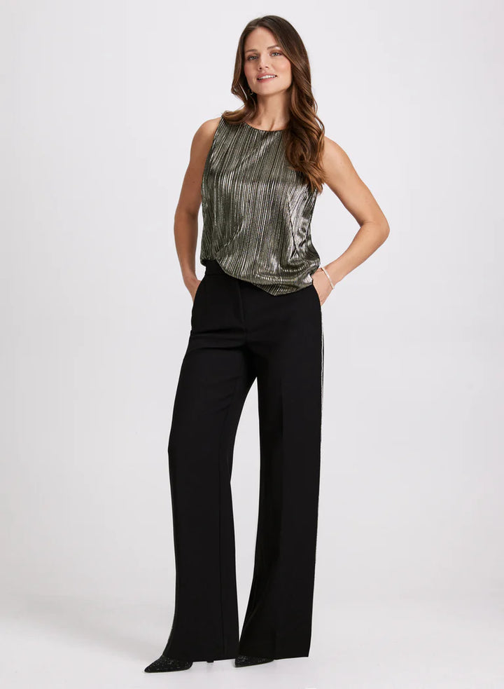 LAURA Metallic Plissé Top
