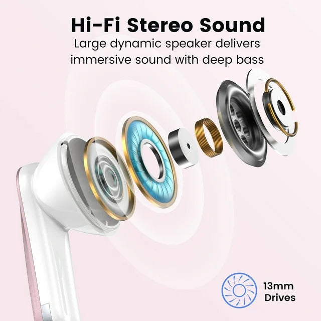 VEAT00L P91 Wireless Earbuds, Bluetooth Headphones V5.4 Stereo Ear buds with Noise Cancelling Mics, 60H Playback Mini Case with Dual LED Display, IP7 Waterproof in-Ear Earphones for Android iOS