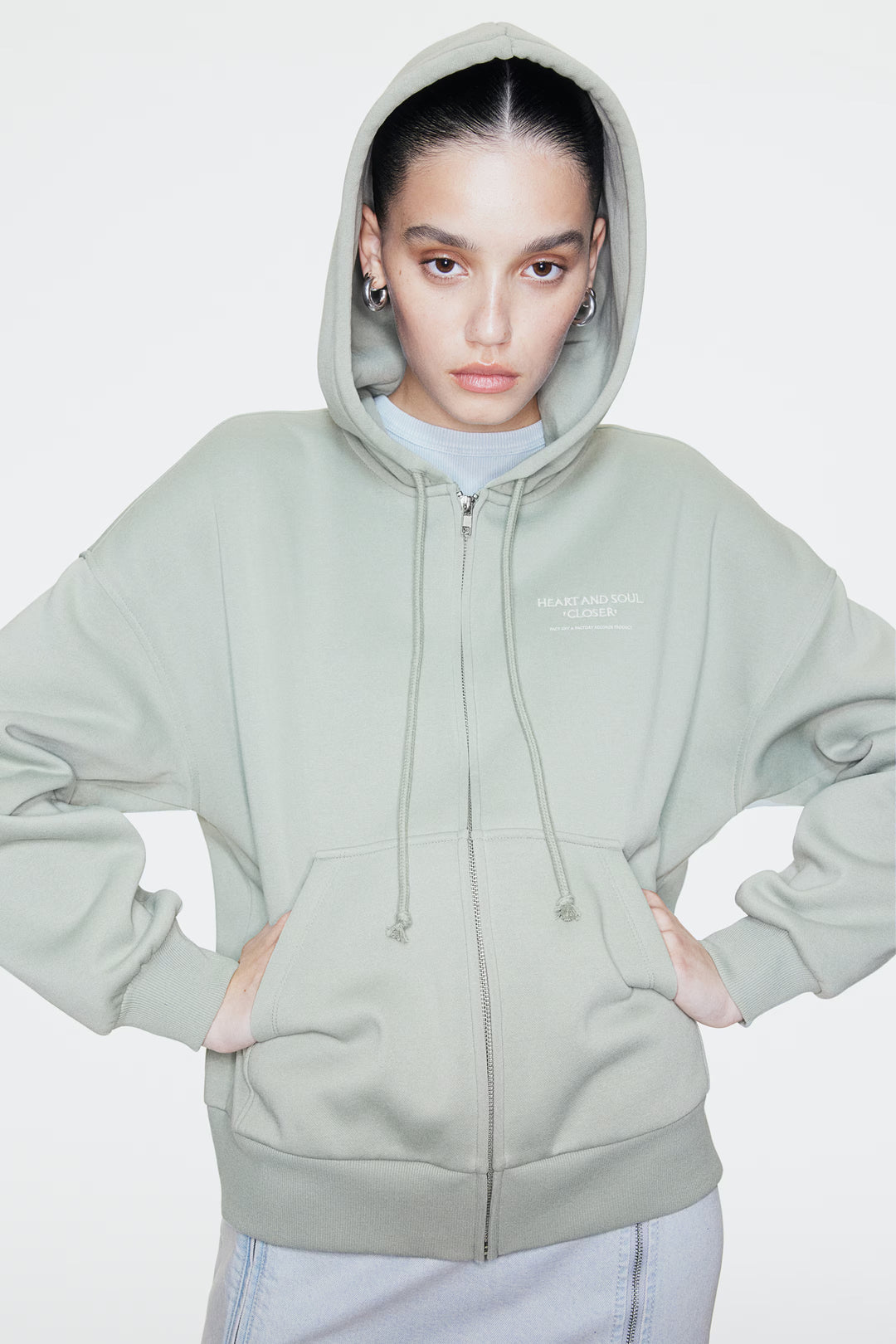 H&M Oversized Hooded Jacket with Motif