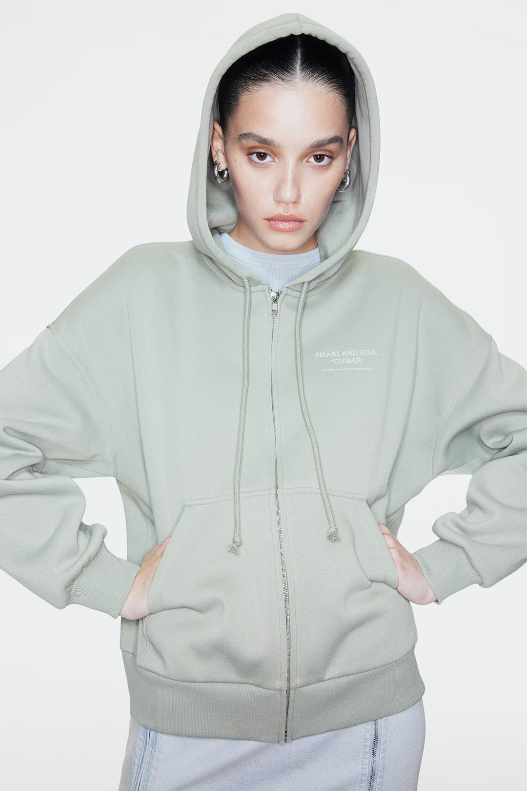 H&M Oversized Hooded Jacket with Motif
