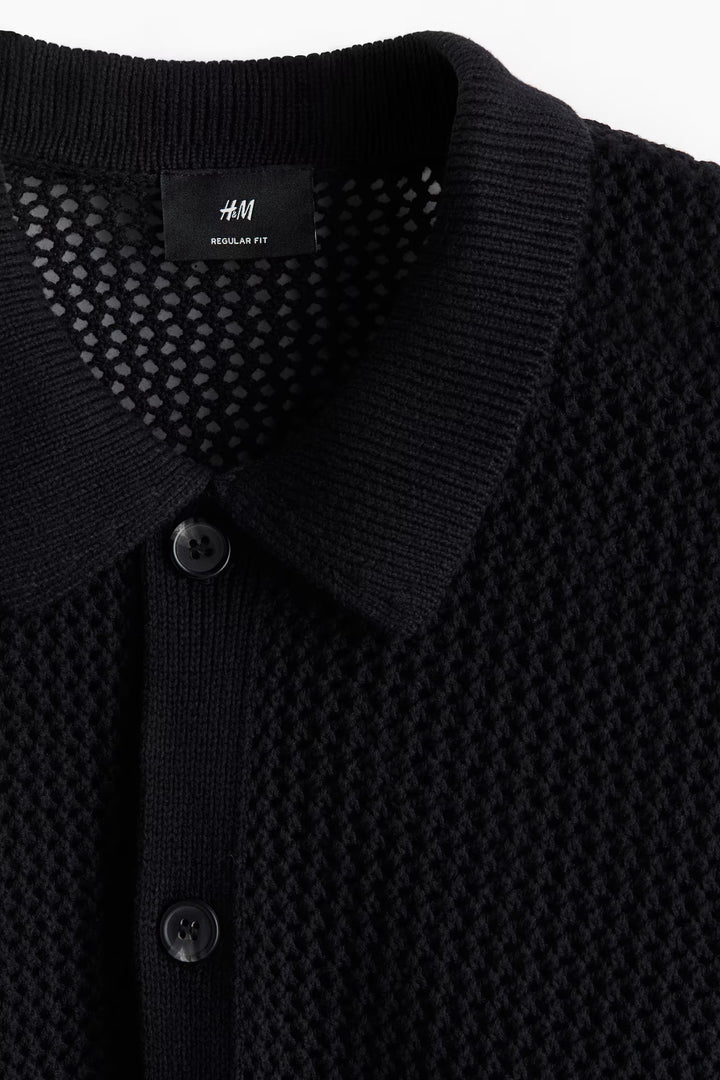 H&M Regular Fit Pointelle-Knit Shirt
