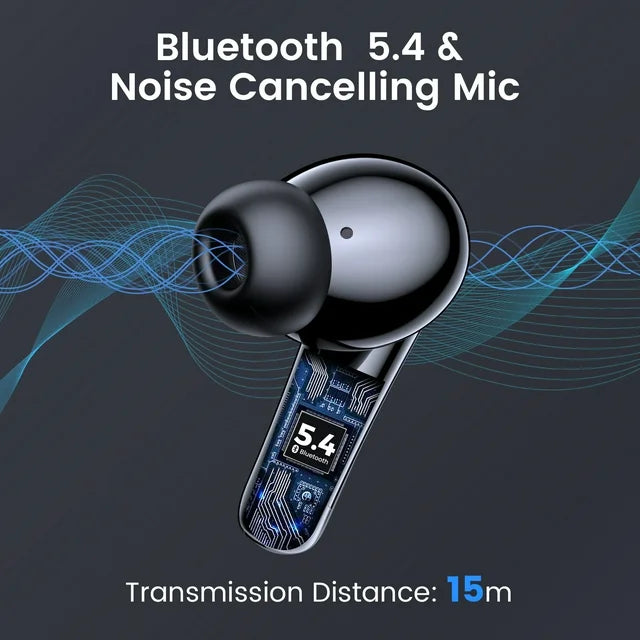 VEATOOL P91 Wireless Earbuds, Bluetooth Headphones V5.4 Stereo Ear buds with Noise Cancelling Mics, 60H Playback Mini Case with Dual LED Display, IP7 Waterproof in-Ear Earphones for Android iOS