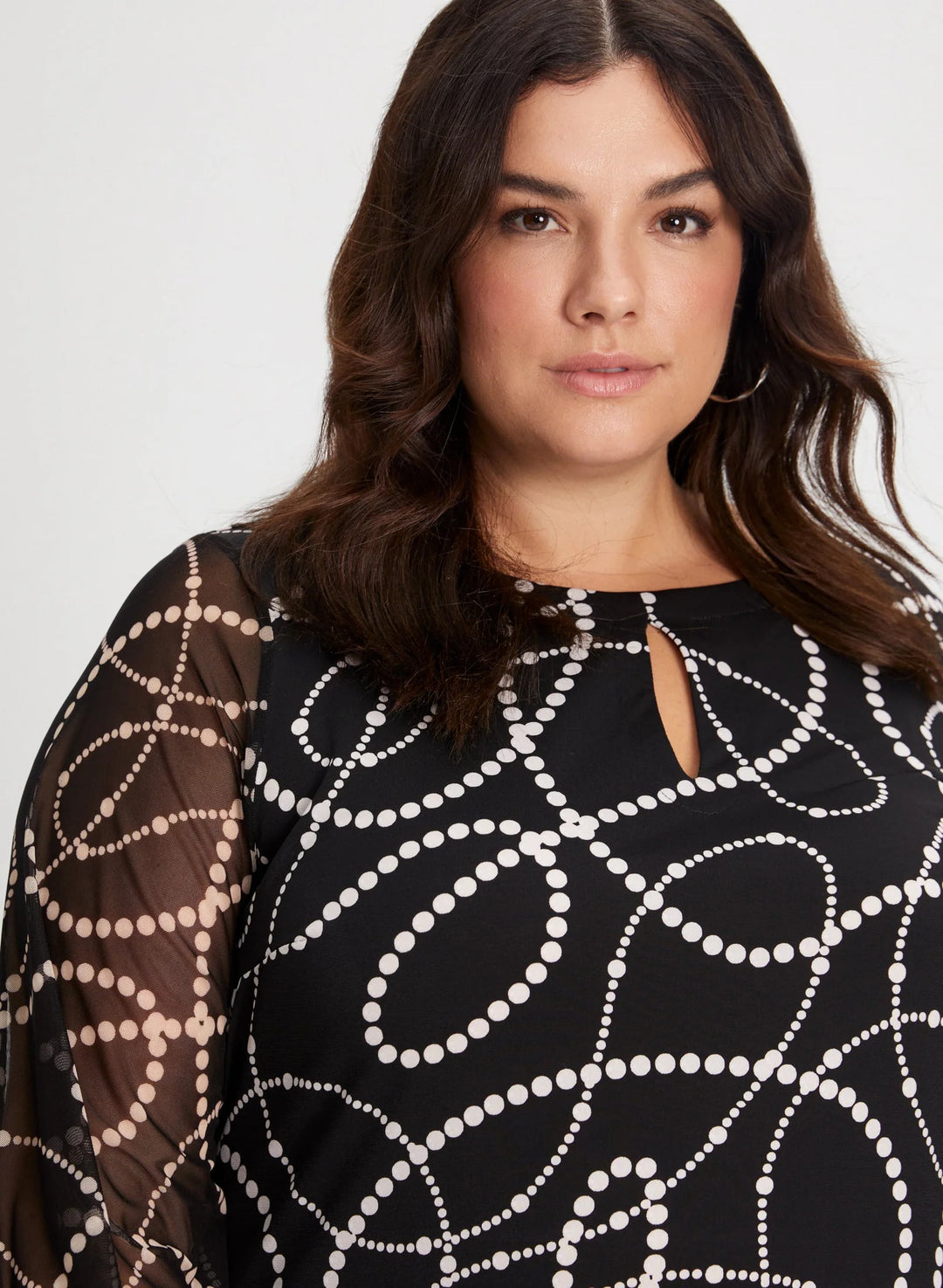 LAURA Puff Sleeve Dot Print Tunic