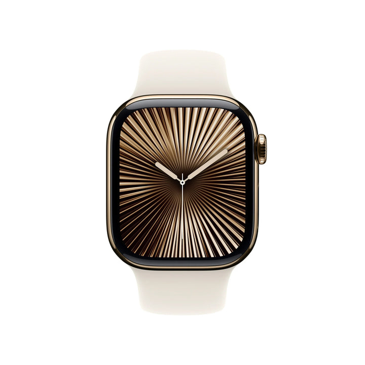 Apple Watch Series 10 GPS + Cellular 42mm Gold Titanium Case with Starlight Sport Band - M/L