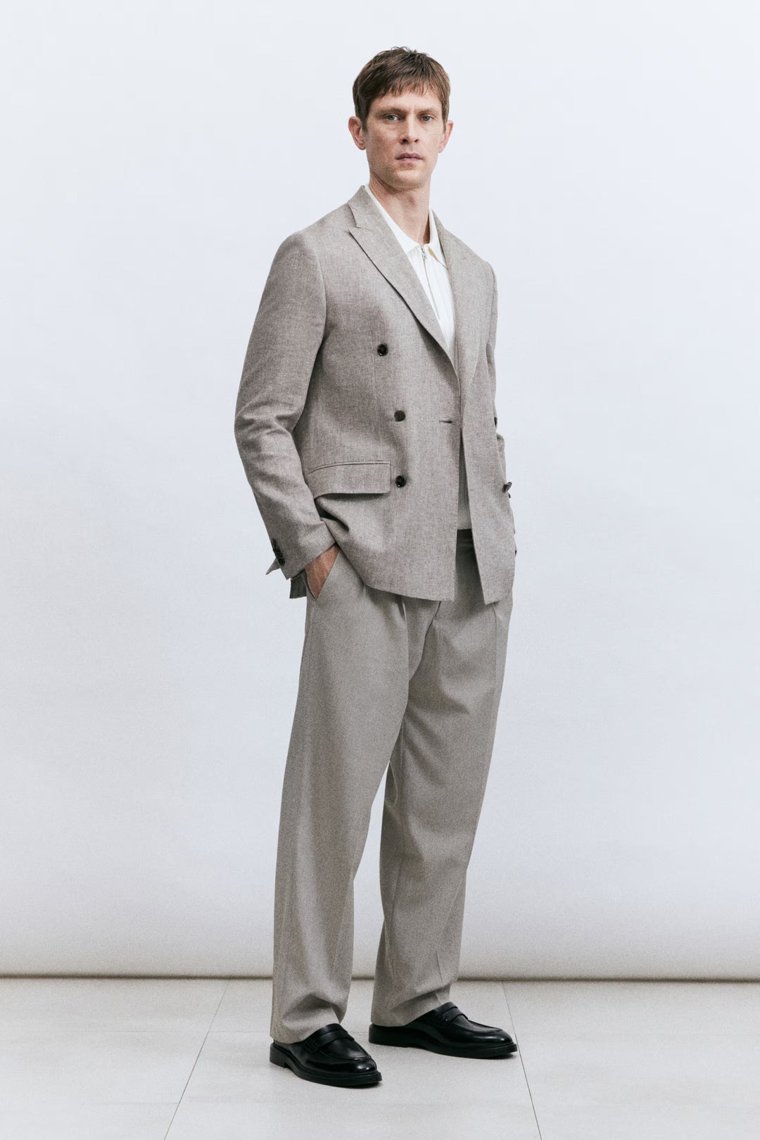 H&M Relaxed-Fit Double-Breasted Linen-Blend Jacket