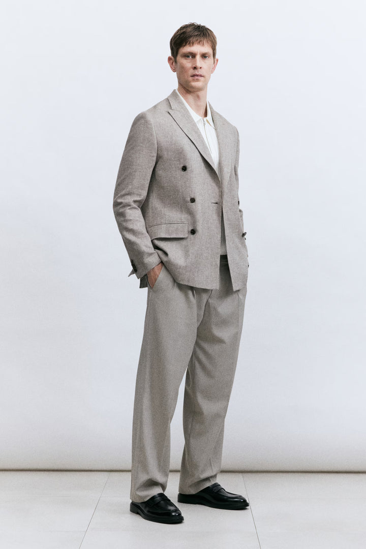 H&M Relaxed-Fit Double-Breasted Linen-Blend Jacket
