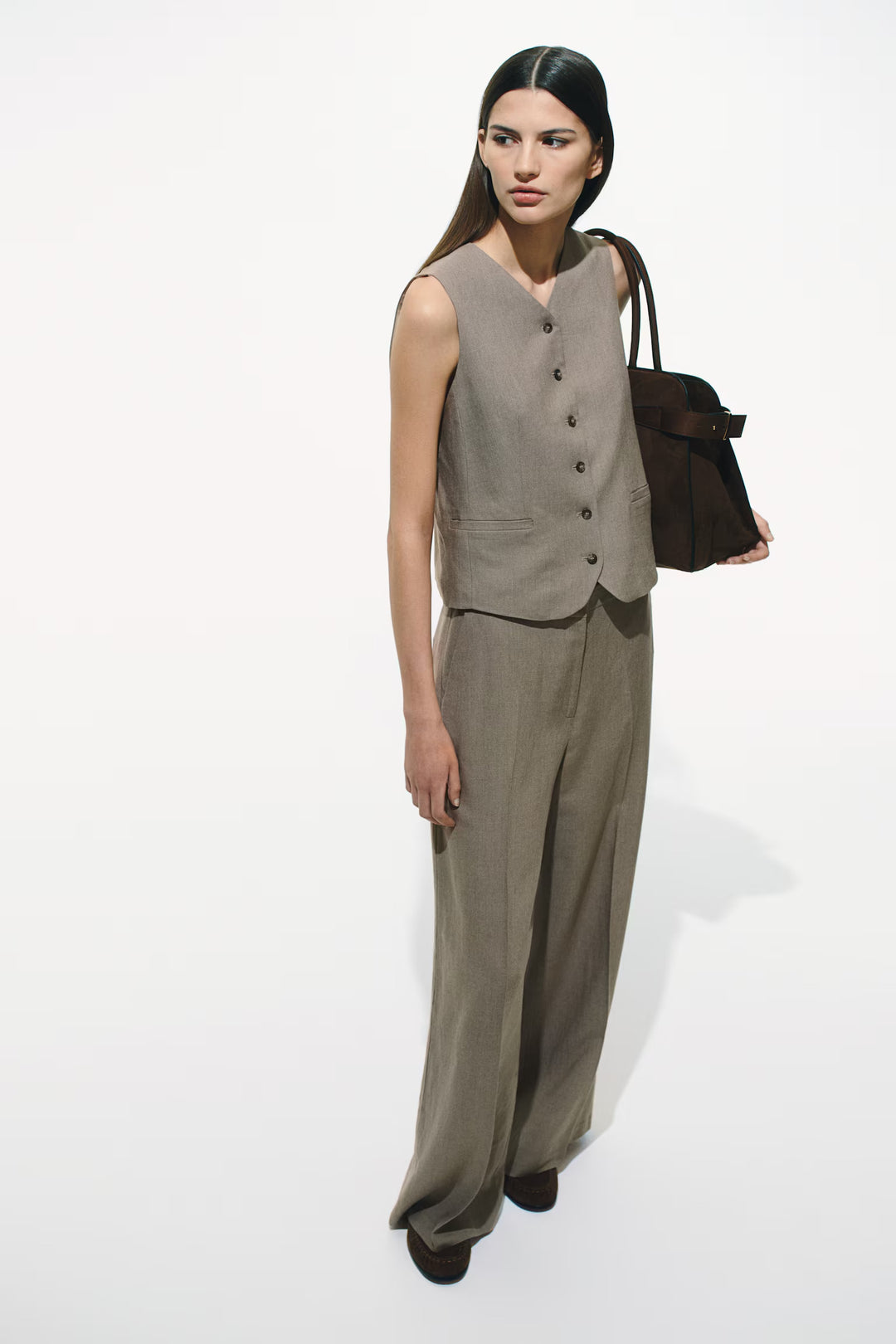 H&M Wide-Leg Linen-Blend Pants