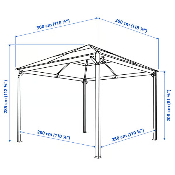 IKEA FÅGELÖN Gazebo, black/black, 118 1/8x118 1/8 "
