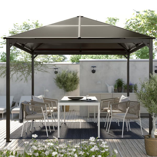 IKEA FÅGELÖN Gazebo, black/black, 118 1/8x118 1/8 "