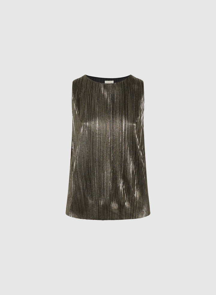 LAURA Metallic Plissé Top