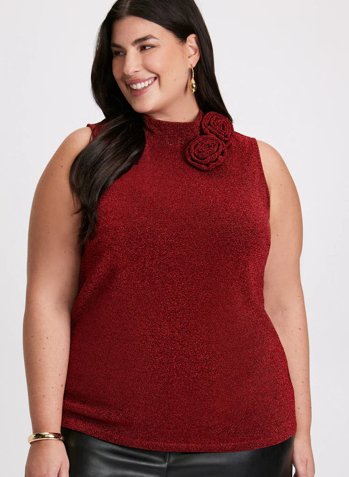 LAURA Metallic Flower Top