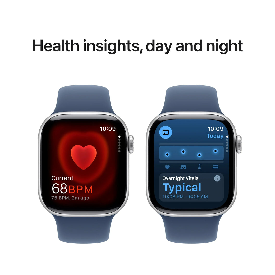 Apple Watch Series 10 GPS + Cellular 46mm Silver Aluminum Case with Denim Sport Band - S/M
