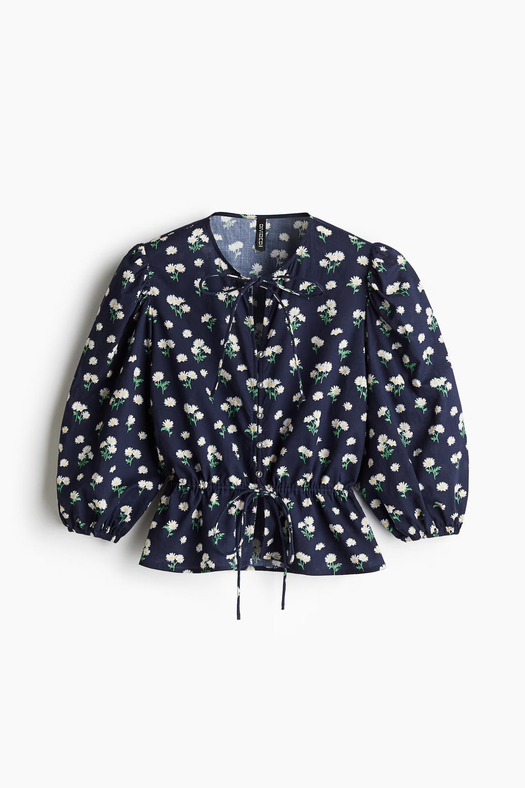 H&M Puff-Sleeved Cotton Blouse