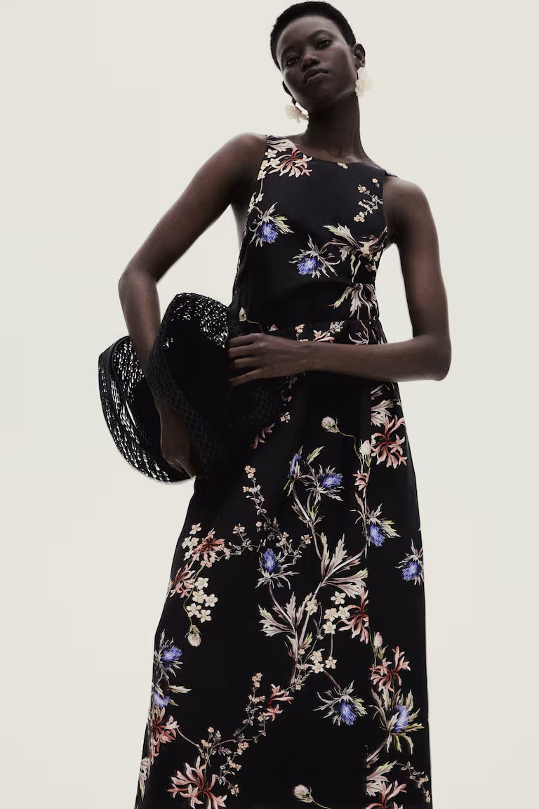 H&M Linen-Blend Tie-Back Dress