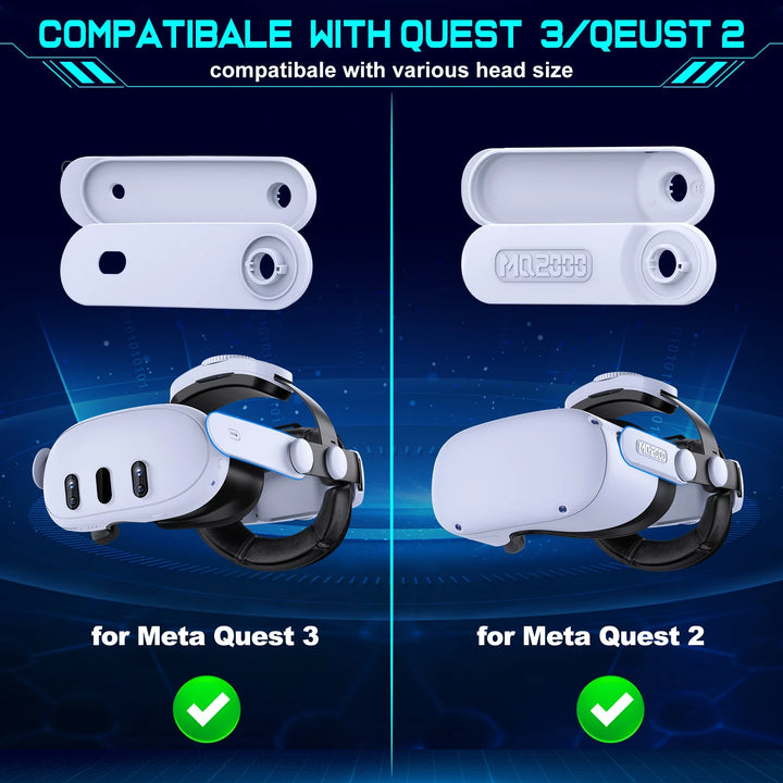 Beboncool Adjustable Head Strap for Meta 2/3 Gaming Console for VR Headset Accessories, White