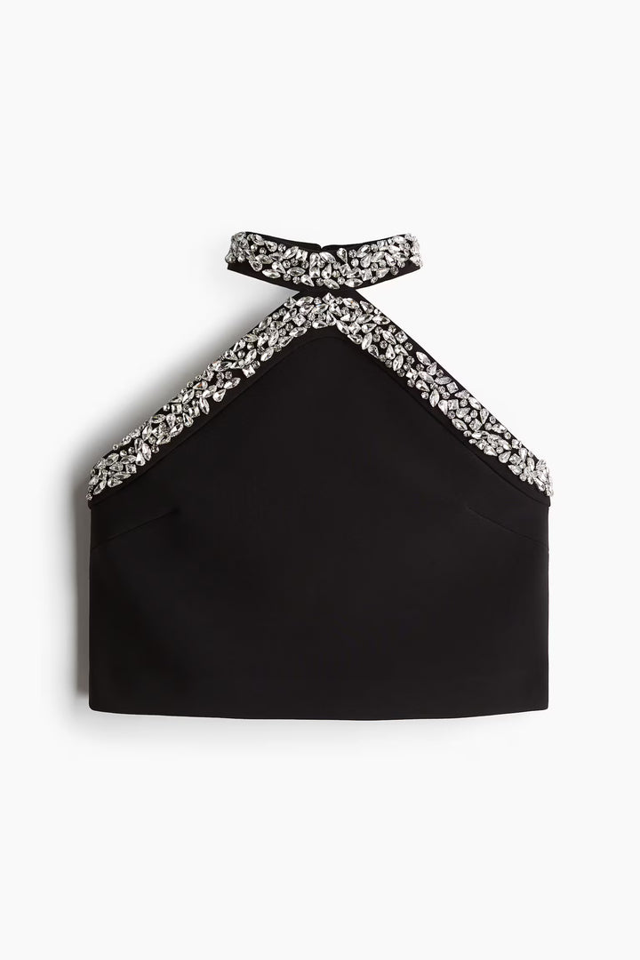 H&M Rhinestone-Embellished Halterneck Top