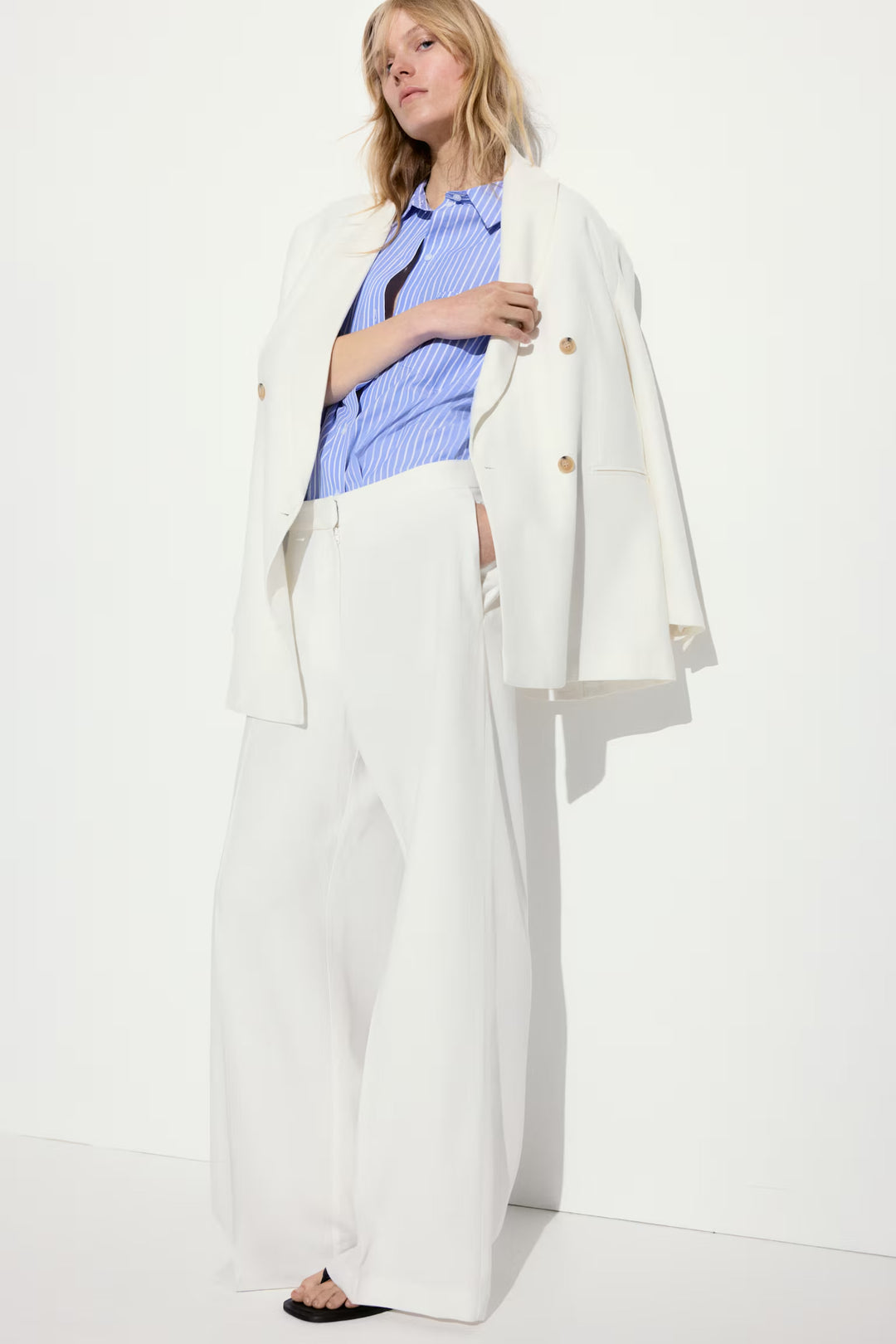 H&M Wide-Leg Linen-Blend Pants