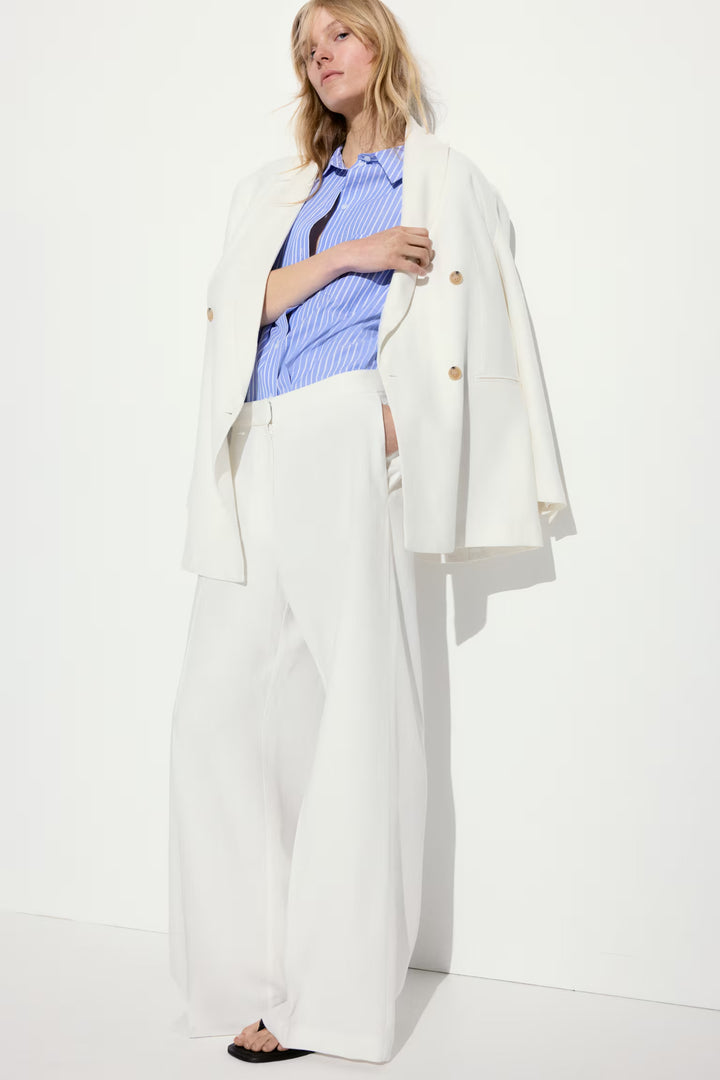 H&M Wide-Leg Linen-Blend Pants