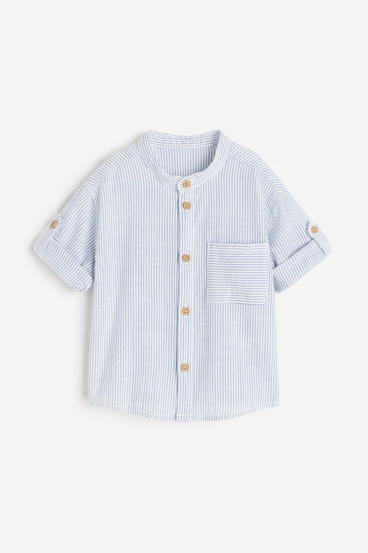 H&M Band-collar Cotton Shirt