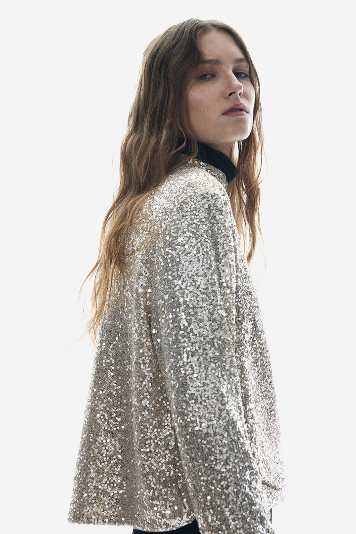 H&M Sequined Mock Turtleneck Top