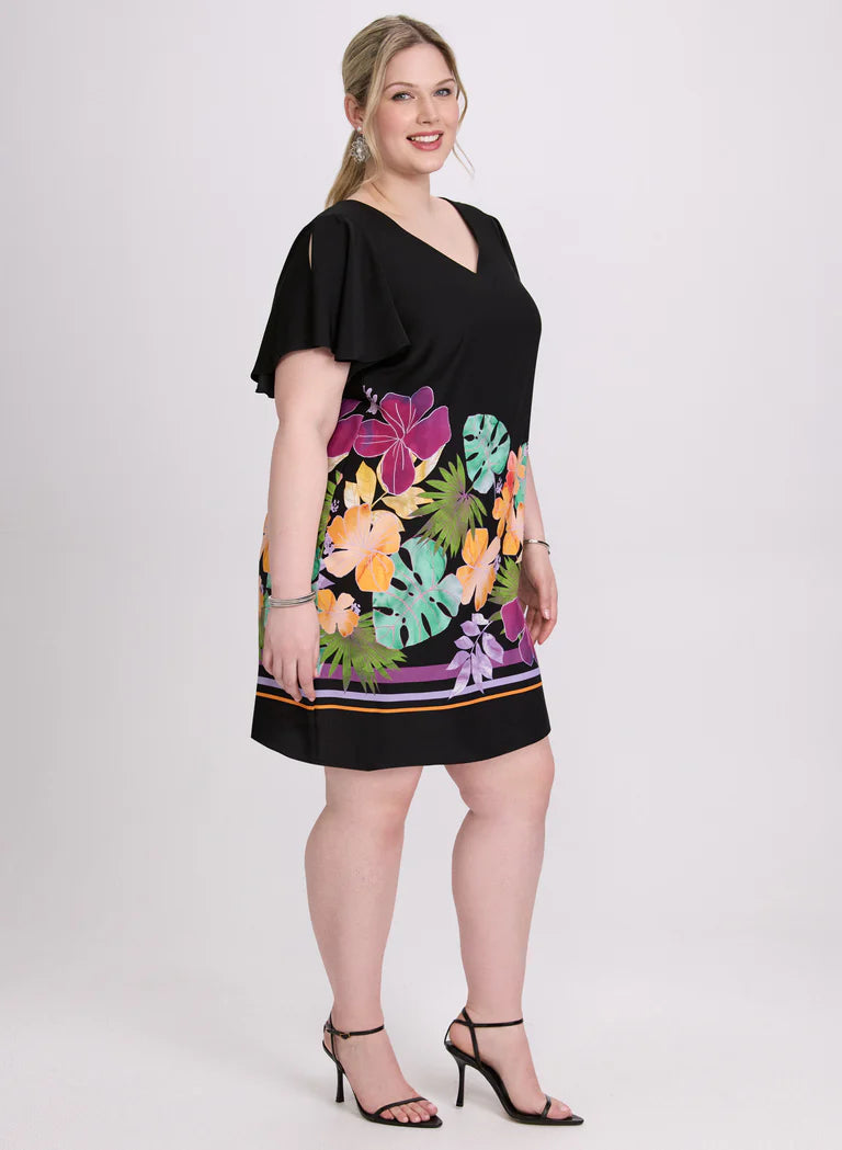 LAURA Joseph Ribkoff - Tropical Flutter Sleeve Dress