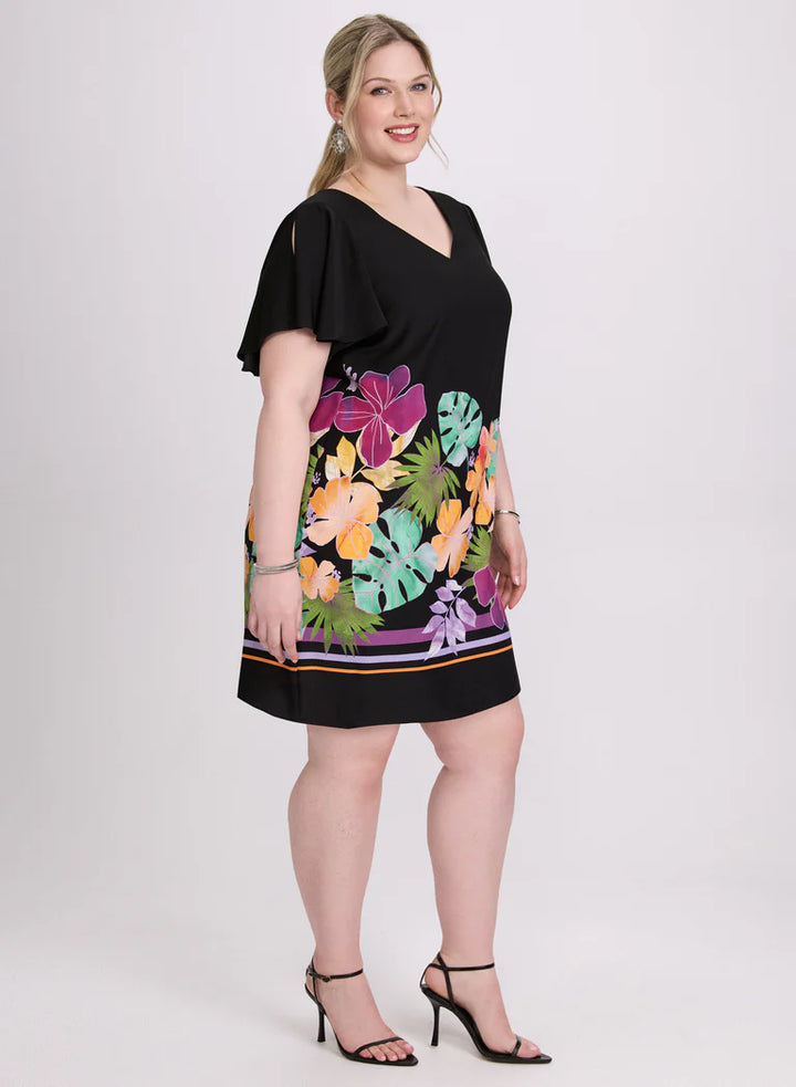 LAURA Joseph Ribkoff - Tropical Flutter Sleeve Dress