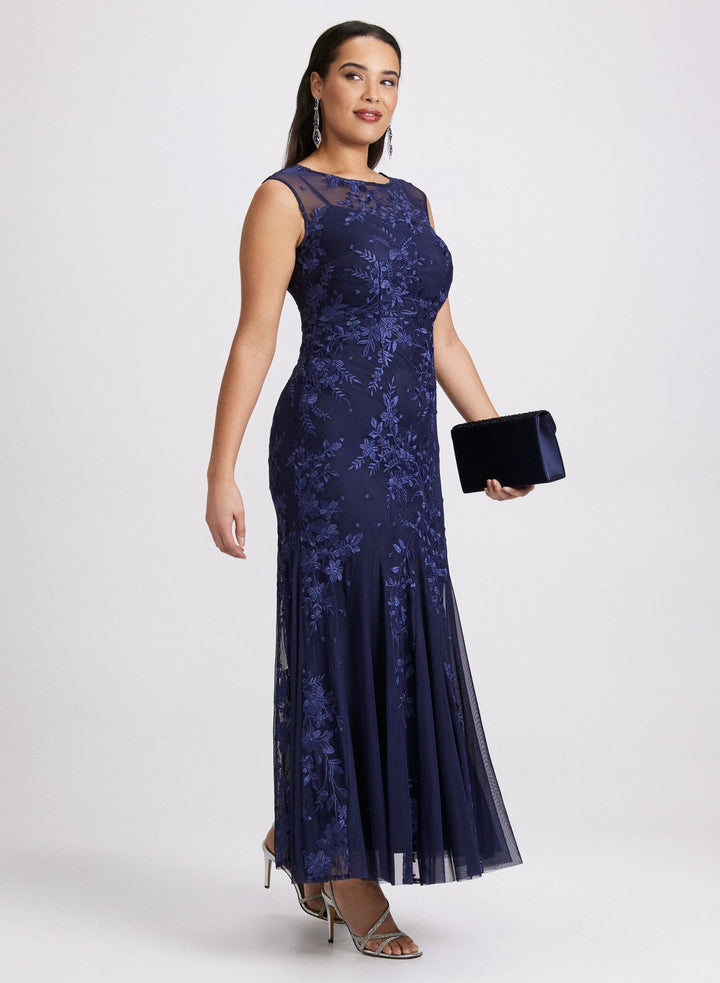 LAURA Floral Embroidered Tulle Dress