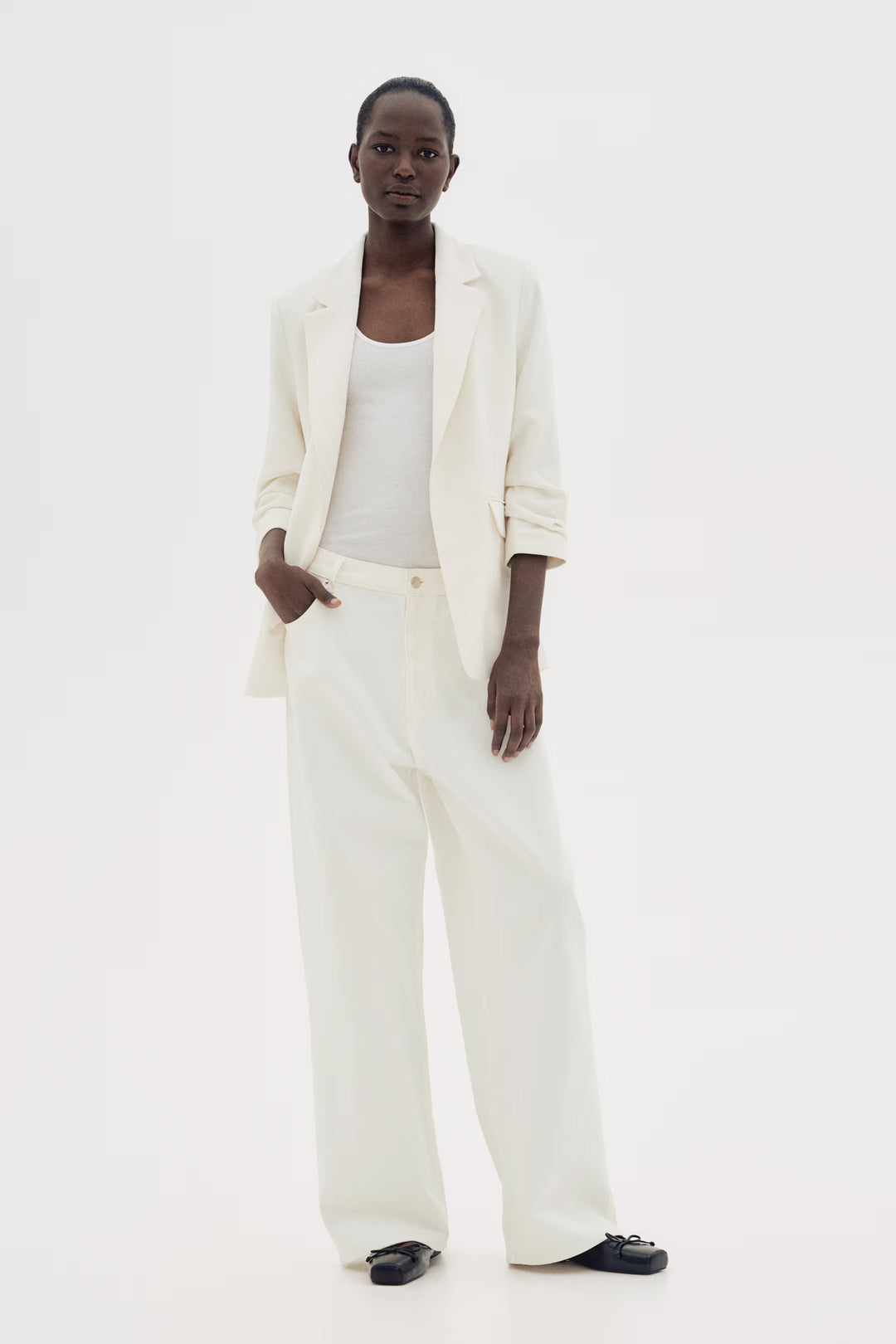 H&M Gathered-sleeve Jacket