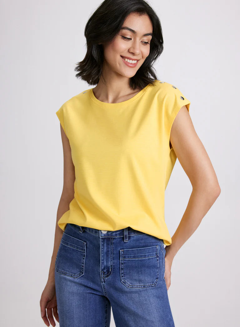 LAURA Metallic Button T-Shirt