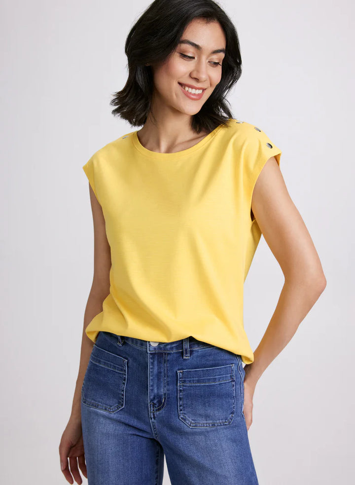 LAURA Metallic Button T-Shirt