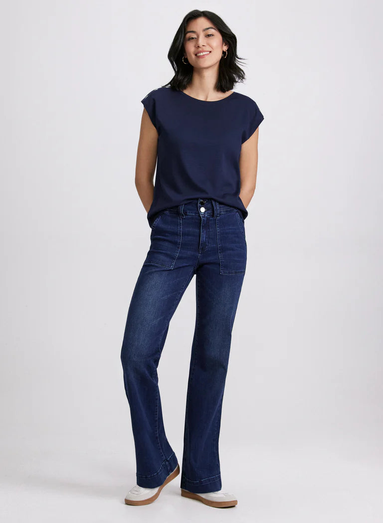 LAURA Metallic Button T-Shirt