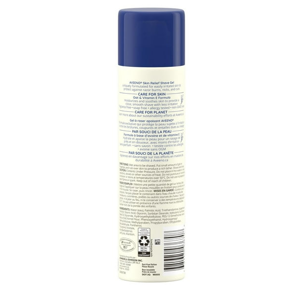 Aveeno Skin Relief Shave Gel, Vitamin E, Oat, Hair Removal, Allergy Tested, Fragrance Free, 198 g